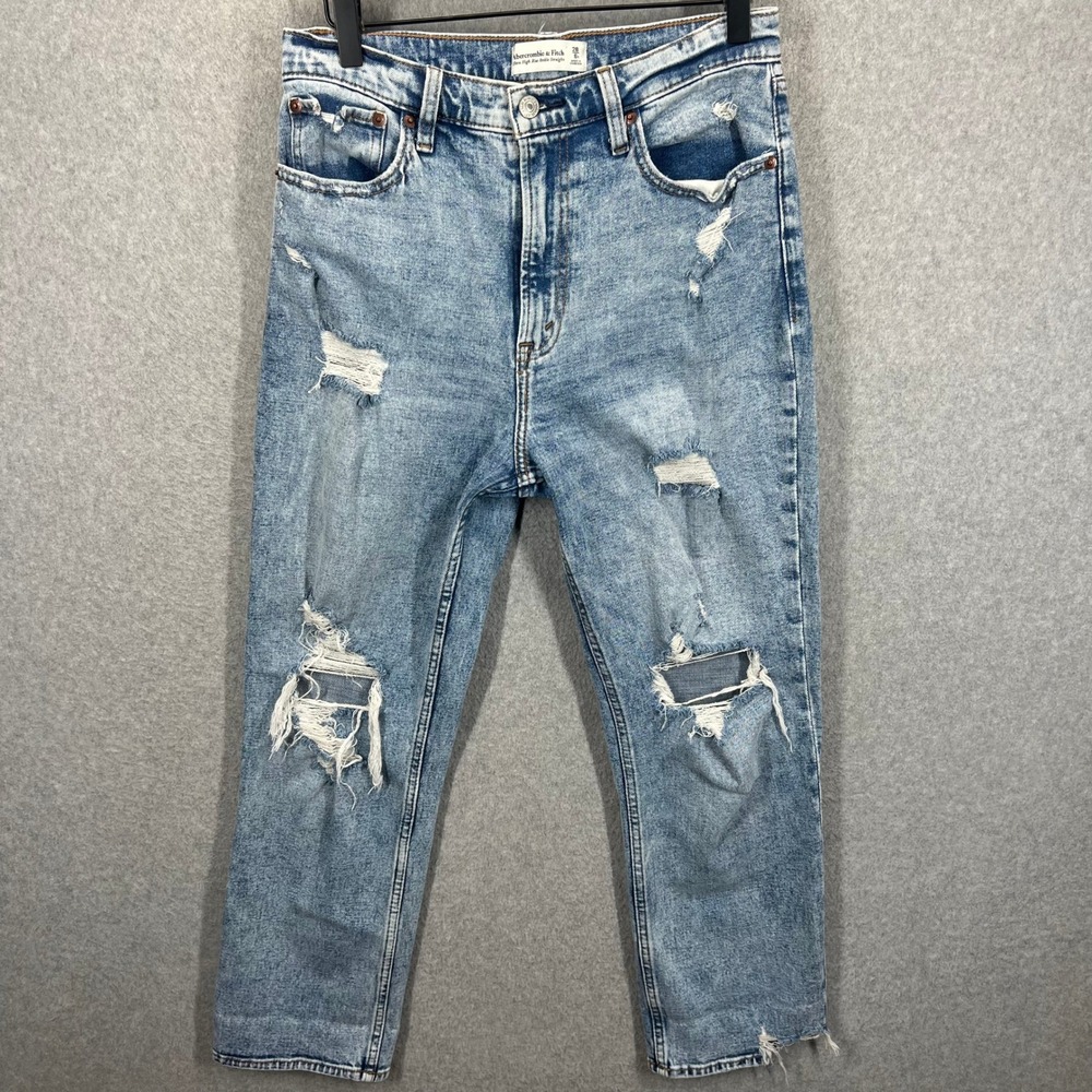 Abercrombie Fitch Jeans Women 28/6R Blue Ultra High Rise Ankle Straight Distress